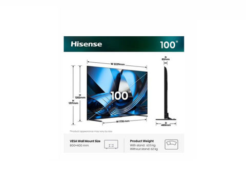 Εικόνα της HISENSE 100U7SE ULED MiniLED 4K 100" Τηλεόραση